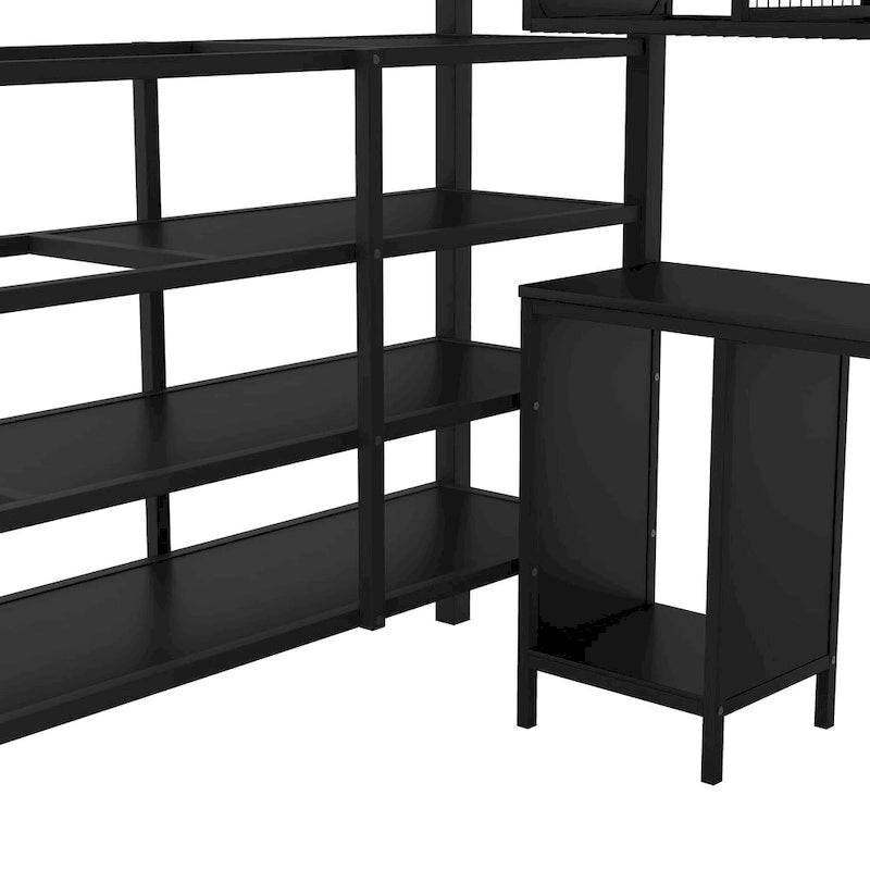 Metal Loft Bed With table set and wardrobe