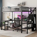 Full Loft Bed with Desk, Wardrobe, LED and USB