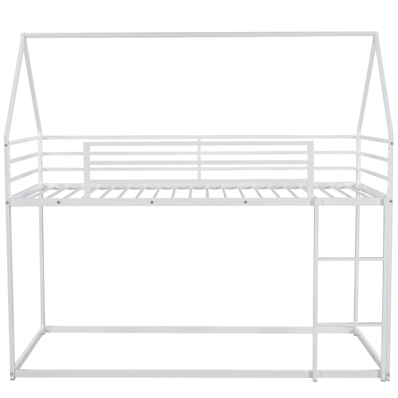 Twin over Twin House Bunk Bed with Built-in Ladder