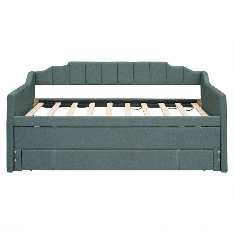 Twin Size Upholstered Daybed with Trundle and Three Drawers