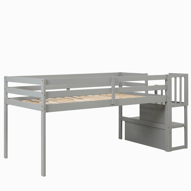 Lit mezzanine double avec escalier et rangement