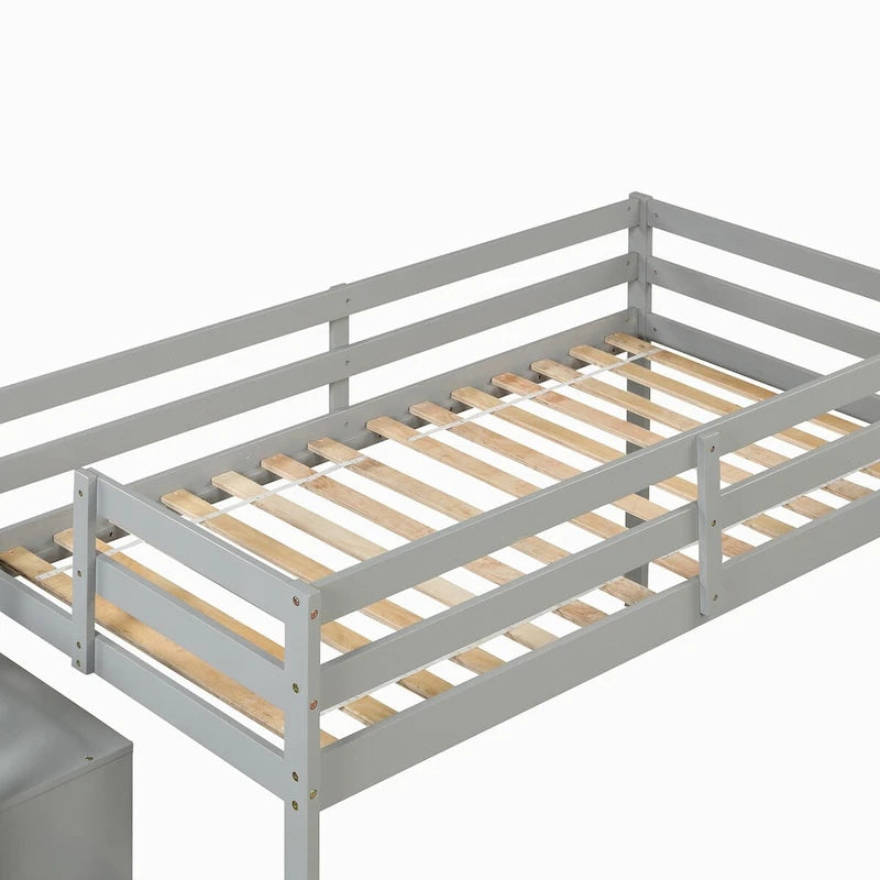 Lit mezzanine double avec escalier et rangement