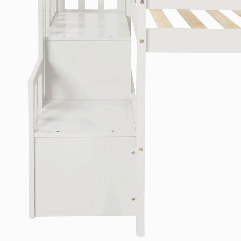 Lit mezzanine double avec escalier et rangement
