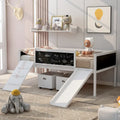 Lit mezzanine en bois avec cadre d'escalade, corde et 2 boîtes de rangement