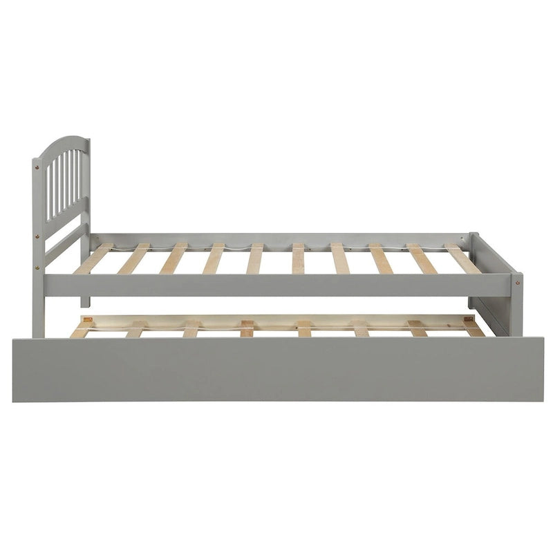Elegant Twin Wood Platform Bed with Trundle