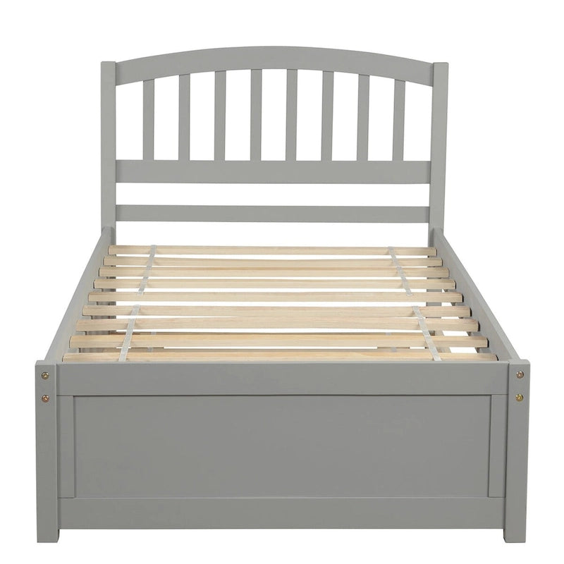 Elegant Twin Wood Platform Bed with Trundle