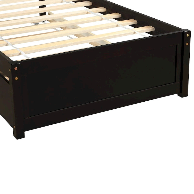 Elegant Twin Wood Platform Bed with Trundle