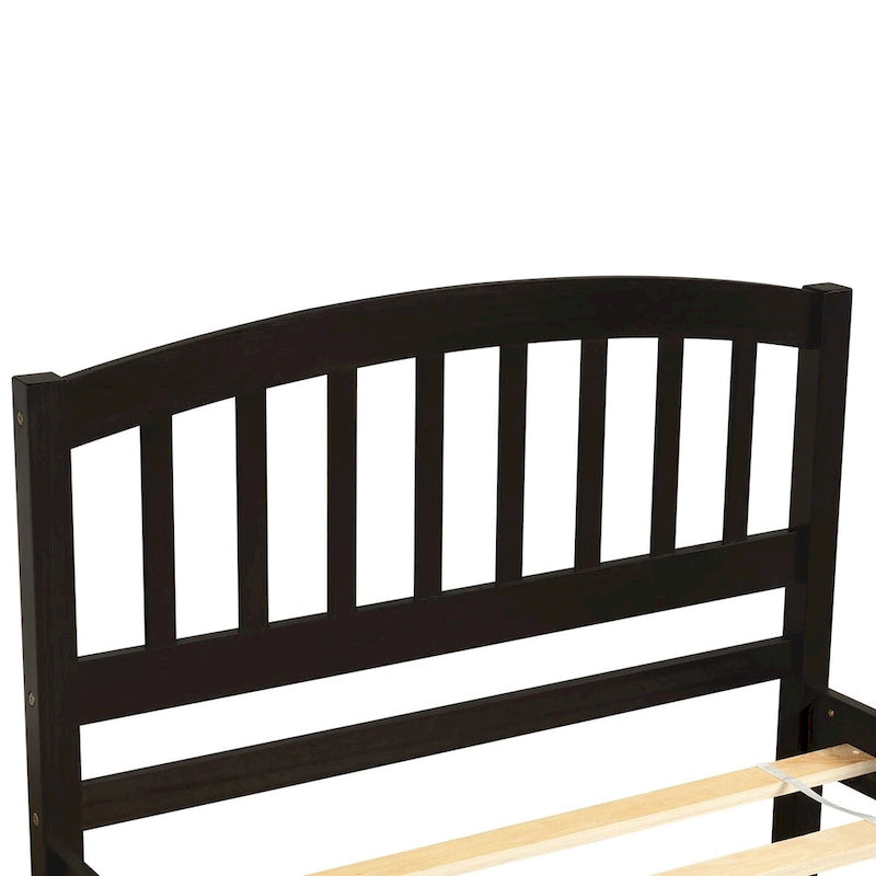 Elegant Twin Wood Platform Bed with Trundle