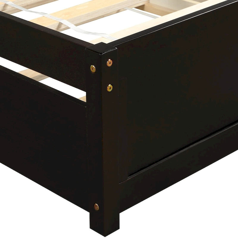 Elegant Twin Wood Platform Bed with Trundle