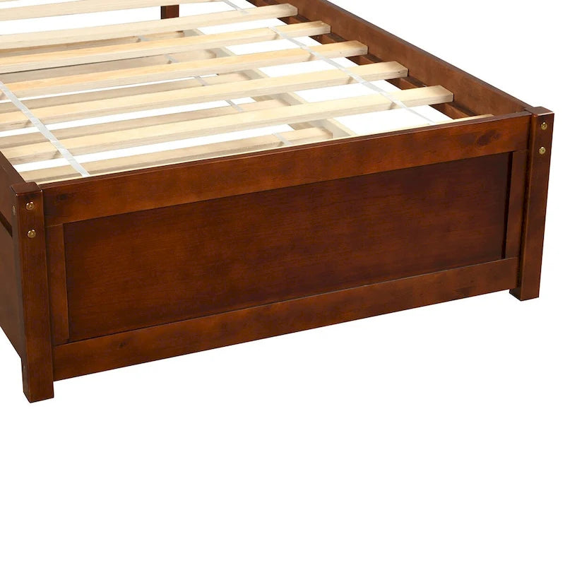 Elegant Twin Wood Platform Bed with Trundle