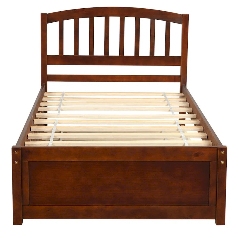 Elegant Twin Wood Platform Bed with Trundle