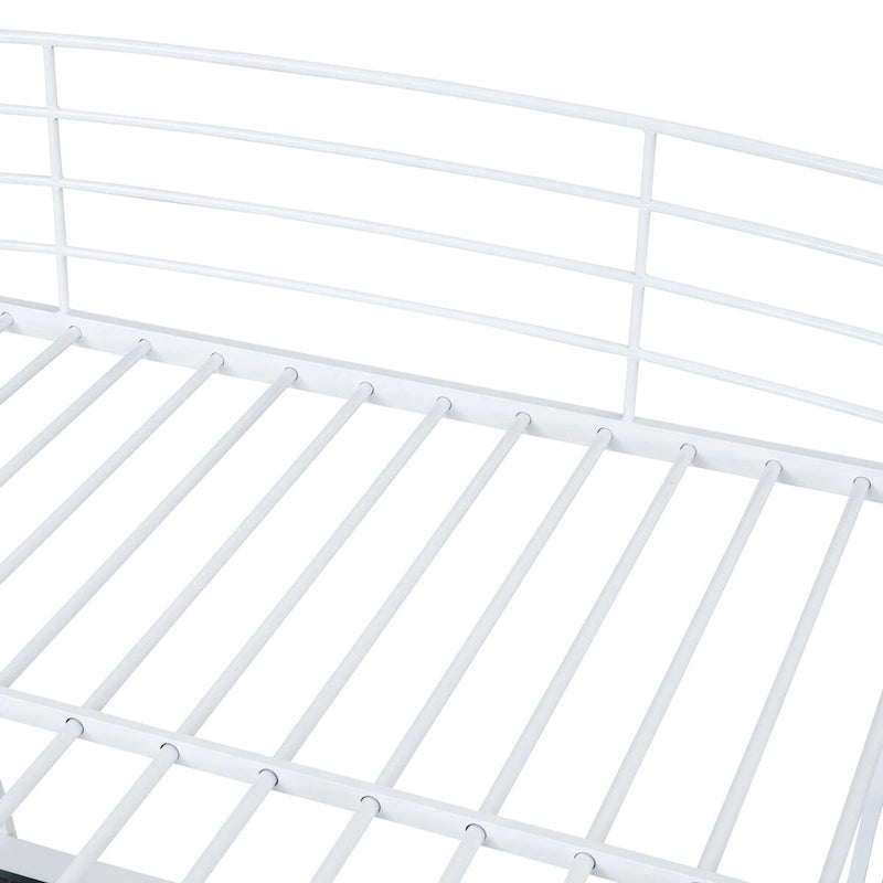 Lit mezzanine double avec étagères à 4 niveaux, bureau en L, prises de courant, ports USB et charge sans fil