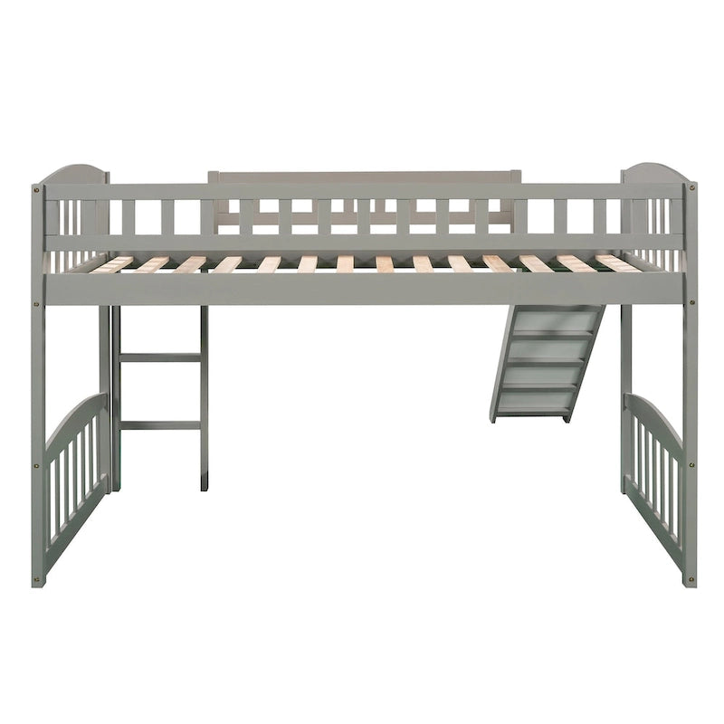Lit mezzanine de taille double avec toboggan et échelle