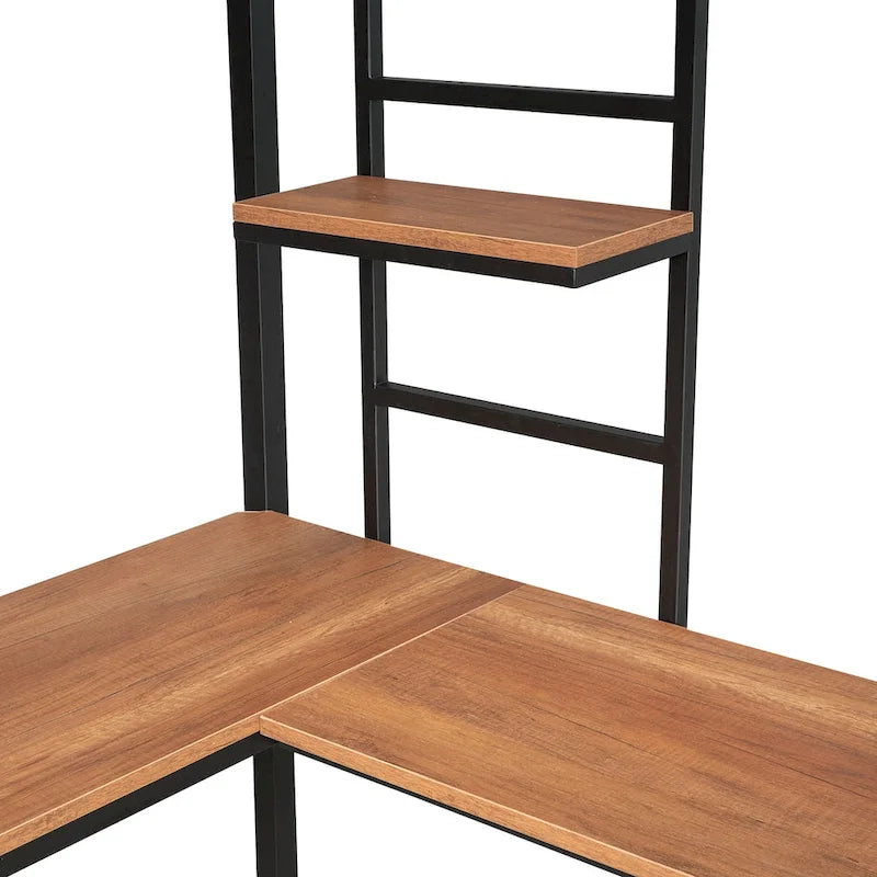 Lit mezzanine en métal avec bureau et étagères