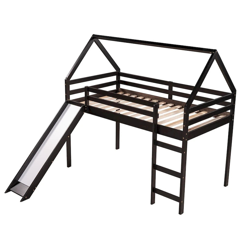 Lit mezzanine une place avec toboggan