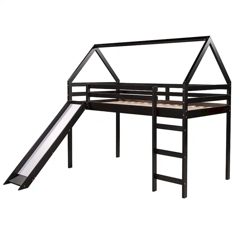 Lit mezzanine une place avec toboggan