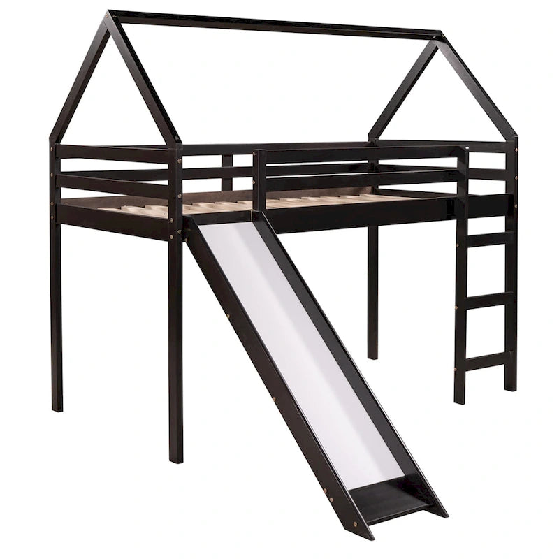 Lit mezzanine une place avec toboggan