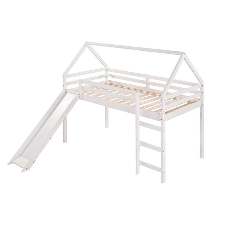 Lit mezzanine une place avec toboggan