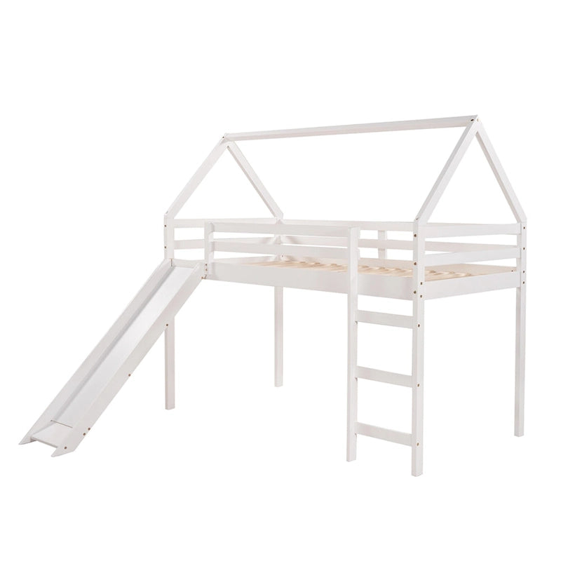 Lit mezzanine une place avec toboggan