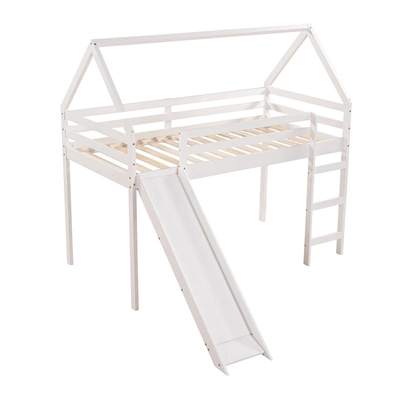 Lit mezzanine une place avec toboggan