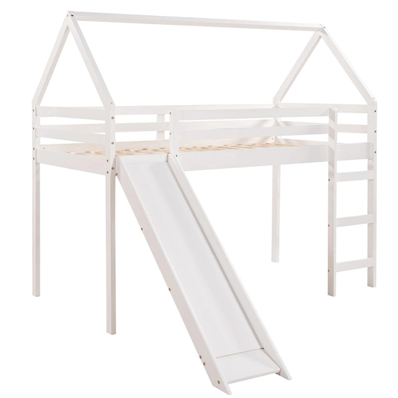 Lit mezzanine une place avec toboggan