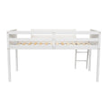 Twin Size Wood Low Loft Bed with Ladder, ladder can be placed on the left or right