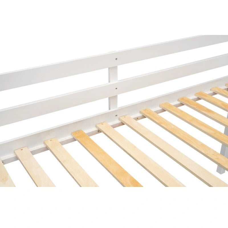 Lit bas mezzanine en bois pour enfant avec échelle réversible