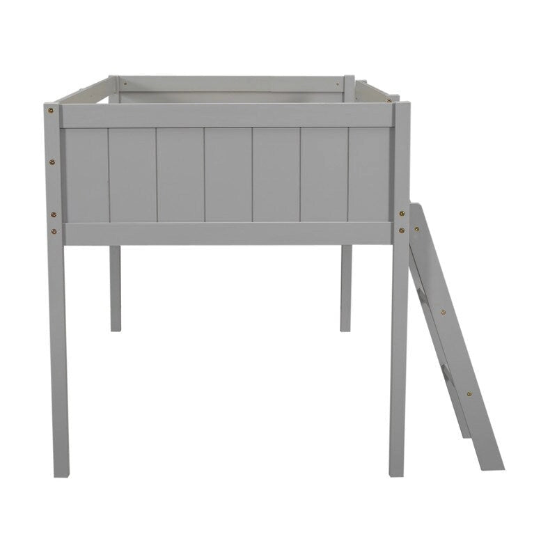 Lit bas mezzanine en bois pour enfant avec échelle réversible