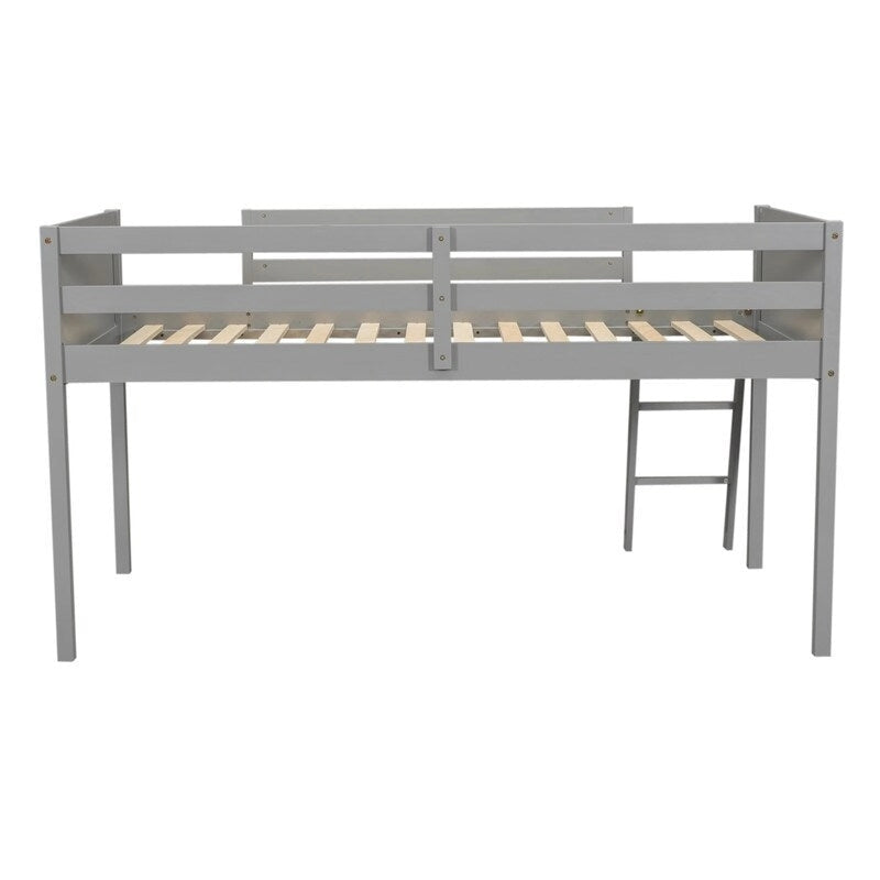 Lit bas mezzanine en bois pour enfant avec échelle réversible