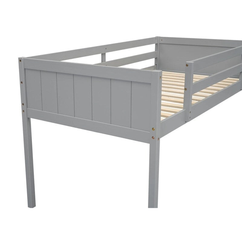 Lit bas mezzanine en bois pour enfant avec échelle réversible
