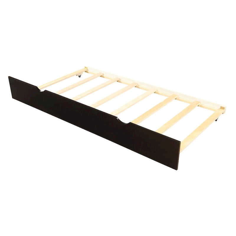 Lit plateforme double en bois massif avec lit gigogne escamotable