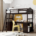 Twin Loft Bed with Drawers, Cabinet, Shelves and Desk