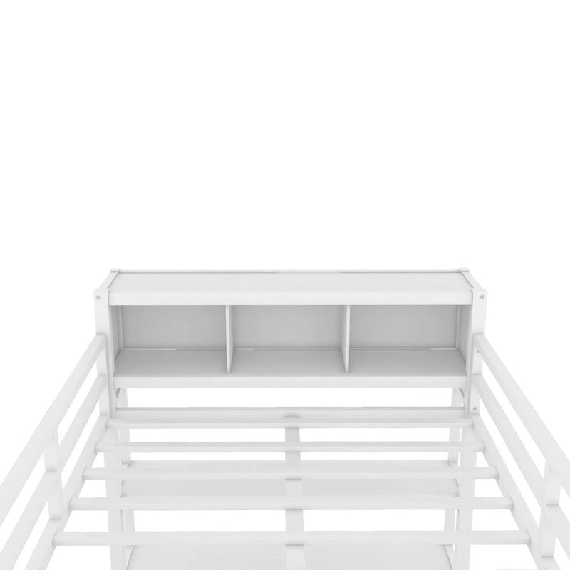 Modern Metal Full Size Loft Bed with Wardrobe and L-Shaped Desk